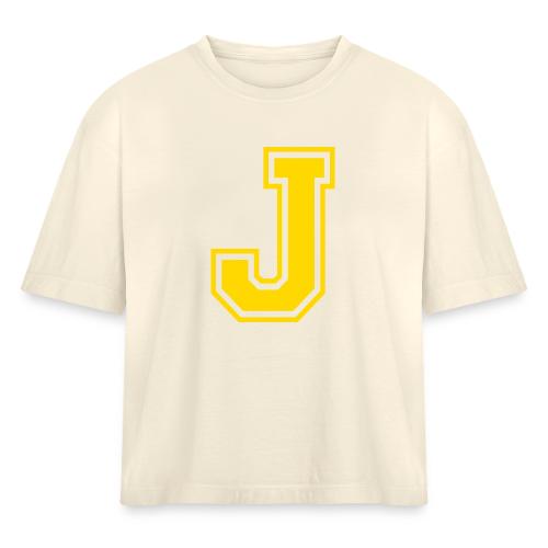 Letter J – Capital Athletic Alphabet Monogram - Women's Heavyweight Cropped T-Shirt
