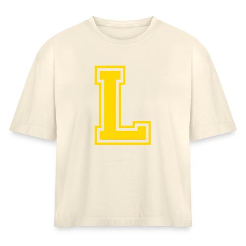 Letter L – Capital Athletic Alphabet Monogram - Women's Heavyweight Cropped T-Shirt