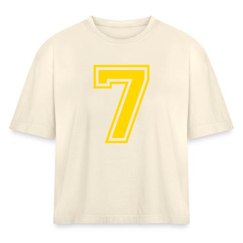Number 7 in a classic athletic collegiate font - Women's Heavyweight Cropped T-Shirt