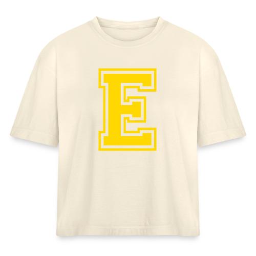 Letter E – Capital Athletic Alphabet Monogram - Women's Heavyweight Cropped T-Shirt
