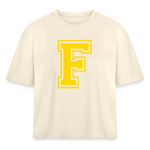 Letter F – Capital Athletic Alphabet Monogram - Women's Heavyweight Cropped T-Shirt