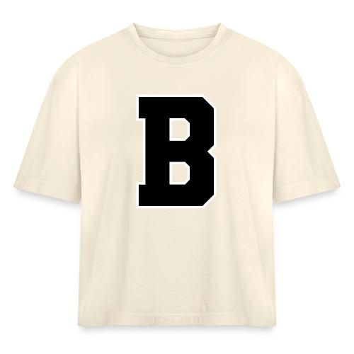 Varsity Letter B Athletic Alphabet Graphic - Women's Heavyweight Cropped T-Shirt