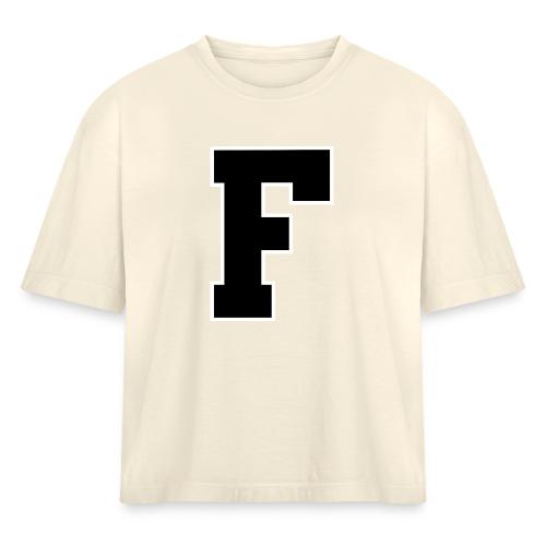 Varsity Letter F Athletic Monogram - Women's Heavyweight Cropped T-Shirt