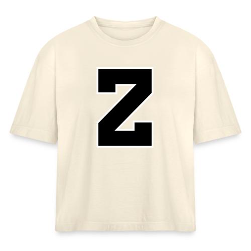 Varsity Letter Z Athletic Font Design - Women's Heavyweight Cropped T-Shirt