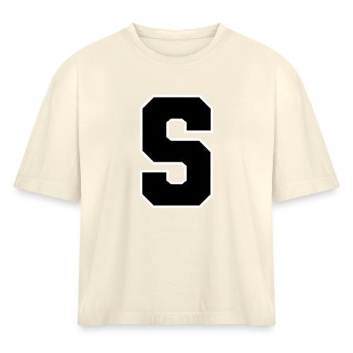 Varsity Letter S Collegiate Alphabet Art - Women's Heavyweight Cropped T-Shirt