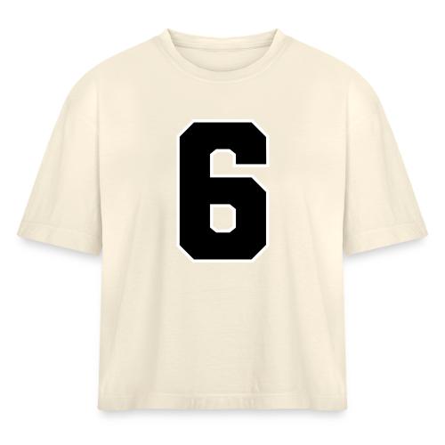 Varsity Number 6 Sports Font - Women's Heavyweight Cropped T-Shirt