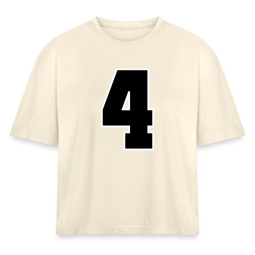 Varsity Number 4 College Style - Women's Heavyweight Cropped T-Shirt