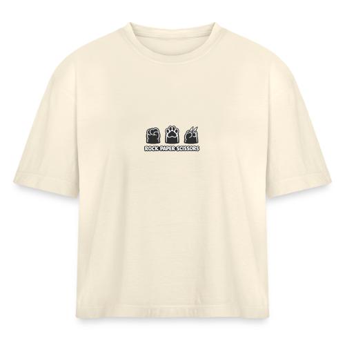 Playful Dog Paw Rock Paper Scissors - Women's Heavyweight Cropped T-Shirt