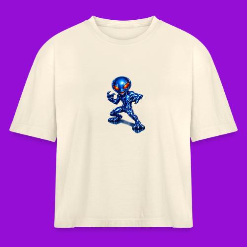 Angry Blue Alien - Women's Heavyweight Cropped T-Shirt