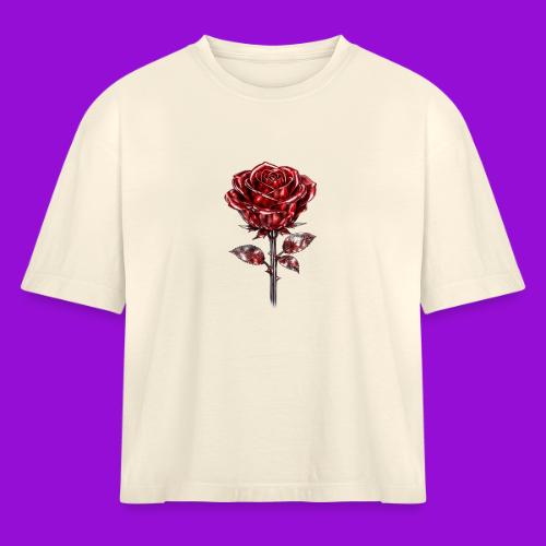 Silver Rose - Women's Heavyweight Cropped T-Shirt