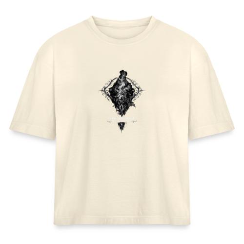 Wilted Rose Turning | Some sorrows don't echo back - Women's Heavyweight Cropped T-Shirt