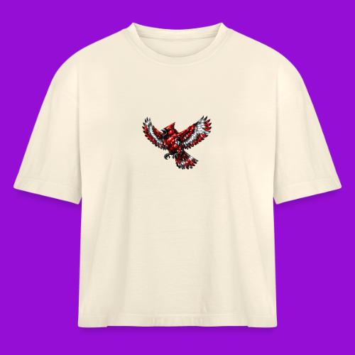 Silver Cardinal in Flight - Women's Heavyweight Cropped T-Shirt