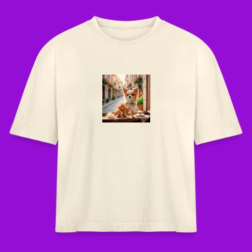 Morning coffee Chihuahua - Women's Heavyweight Cropped T-Shirt