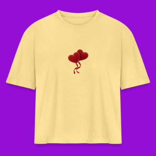 Two hearts together - Women's Heavyweight Cropped T-Shirt