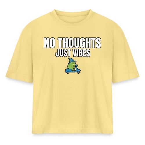 No Thoughts Just Vibes Funny Frog Shirt - Women's Heavyweight Cropped T-Shirt