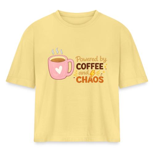 Powered by Coffee and Chaos - Women's Heavyweight Cropped T-Shirt