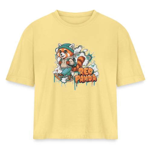 Red Panda Street Graffiti Vibes - Women's Heavyweight Cropped T-Shirt