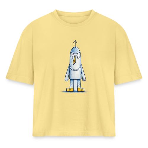 Funny Doodle Bird Character - Women's Heavyweight Cropped T-Shirt
