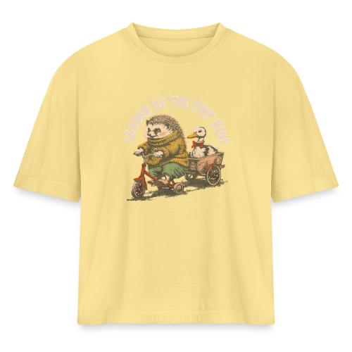 Leader of the Tiny Riot Design - Women's Heavyweight Cropped T-Shirt