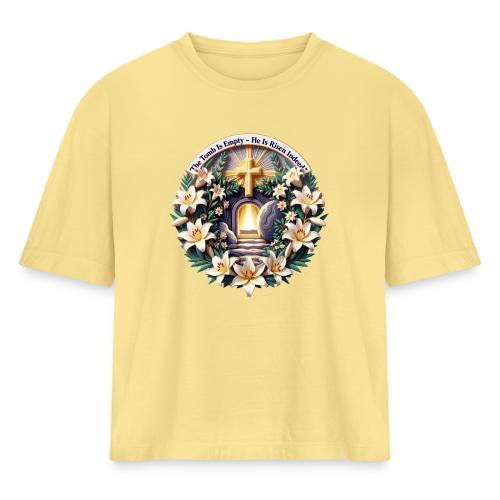 Easter The Tomb Is Empty T Shirt, Christian Gift - Women's Heavyweight Cropped T-Shirt
