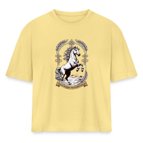 Year of the Horse Rearing T Shirt, Lunar New Year - Women's Heavyweight Cropped T-Shirt