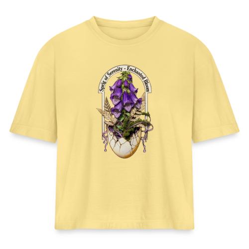 Spring Serenity Foxglove Tee, Easter Gift for wife - Women's Heavyweight Cropped T-Shirt
