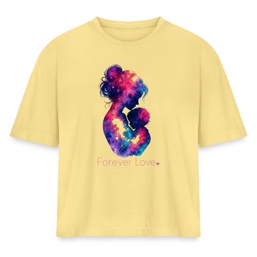 Forever Love-Vibrant Watercolor Mother-Child - Women's Heavyweight Cropped T-Shirt