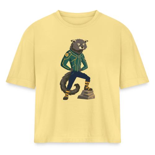 Raccoon Ranger in Neon Armor - Women's Heavyweight Cropped T-Shirt