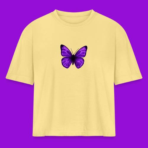 Neon Purple Butterfly - Women's Heavyweight Cropped T-Shirt
