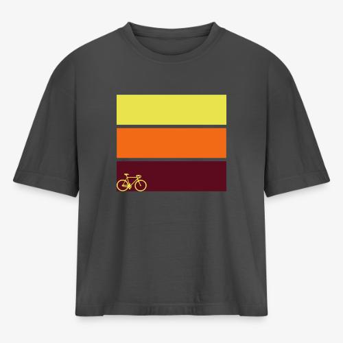tricolor with bicycle - Women's Heavyweight Cropped T-Shirt