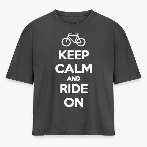 keep_calm_and_ride_on - Women's Heavyweight Cropped T-Shirt