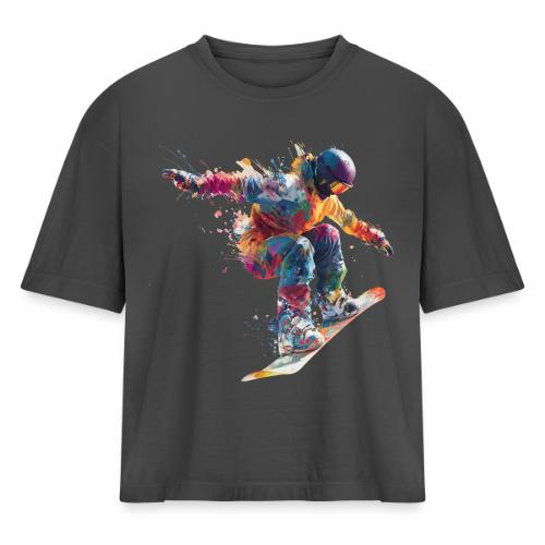 Snowboarding: Frozen Flight - Women's Heavyweight Cropped T-Shirt