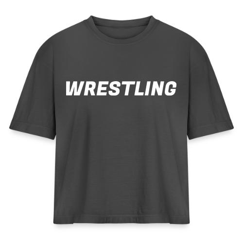 WRESTLING - Heavy Type / White - Women's Heavyweight Cropped T-Shirt