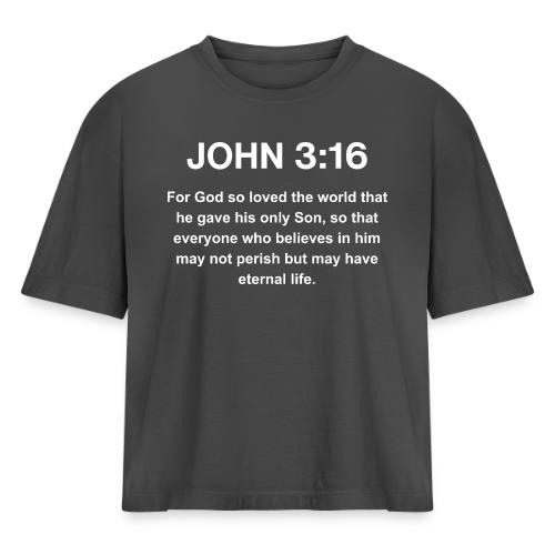 John 3:16 Christian Apparel – White - Women's Heavyweight Cropped T-Shirt