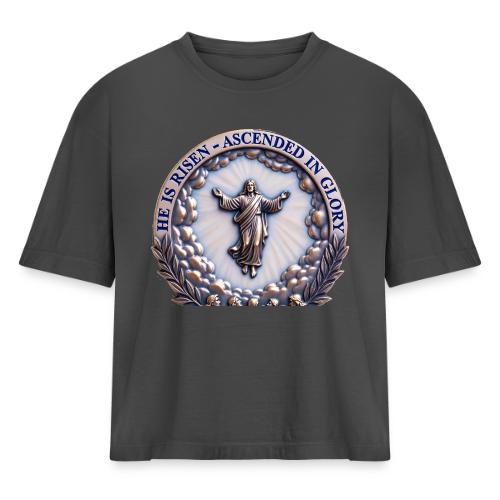 He Is Risen Ascended In Glory T Shirt, Gift - Women's Heavyweight Cropped T-Shirt
