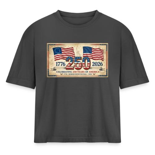 USA 250th Anniversary Flags Emblem - Women's Heavyweight Cropped T-Shirt