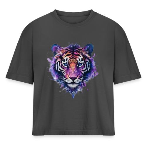 Mystic Violet Tiger - Women's Heavyweight Cropped T-Shirt