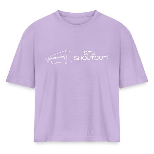 DCOMmentaries Stu Shoutout (White) - Women's Heavyweight Cropped T-Shirt