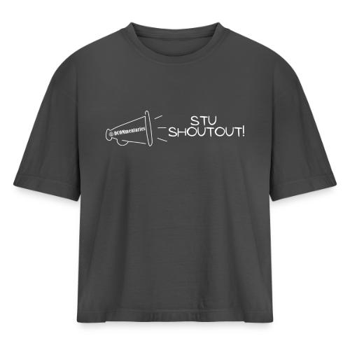 DCOMmentaries Stu Shoutout (White) - Women's Heavyweight Cropped T-Shirt