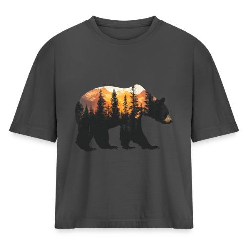 Bear: Sunset Guardian - Women's Heavyweight Cropped T-Shirt