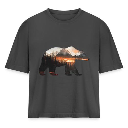 Canada Bear: fiery tones - Women's Heavyweight Cropped T-Shirt