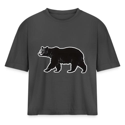 Midnight Black Bear - Women's Heavyweight Cropped T-Shirt