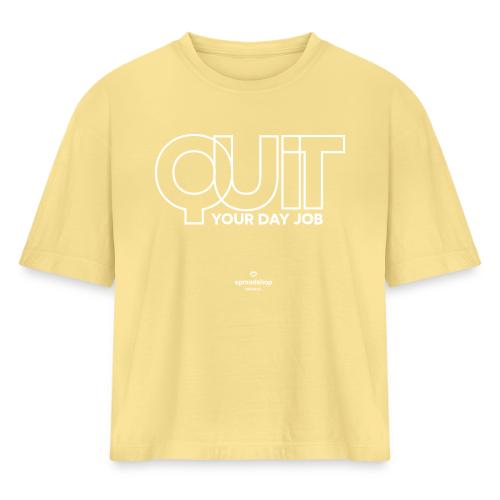 Quit in white - Women's Heavyweight Cropped T-Shirt