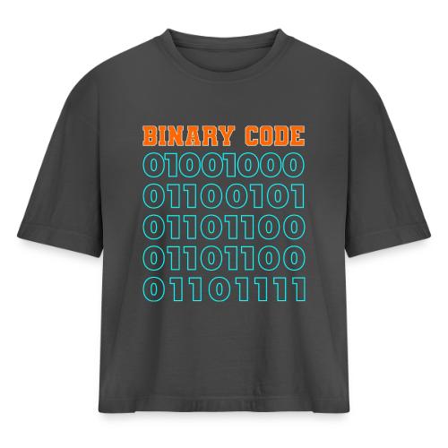 Say Hello in Binary code - Women's Heavyweight Cropped T-Shirt