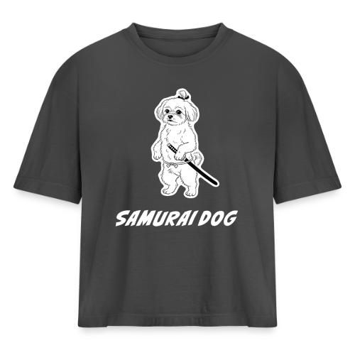 Samurai Maltese Katana Warrior Dog Tee - Women's Heavyweight Cropped T-Shirt