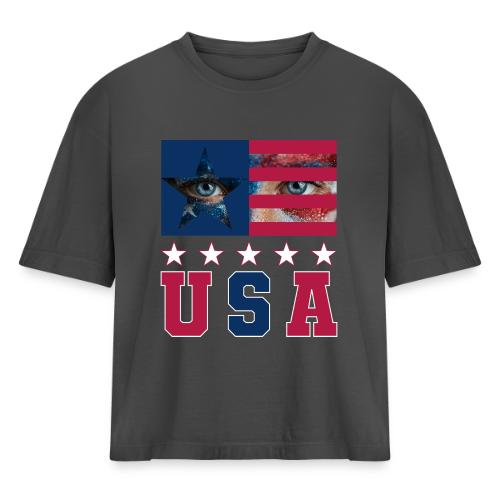 Stars and Vision USA - Women's Heavyweight Cropped T-Shirt