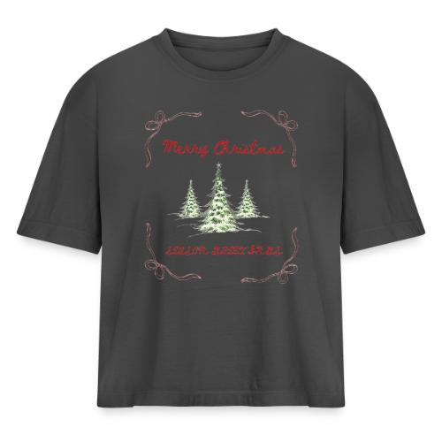 Beautiful Green Christmas Tree Graphic - Women's Heavyweight Cropped T-Shirt
