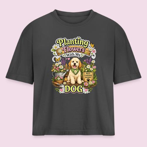 Planting Flowers With My Dog - Women's Heavyweight Cropped T-Shirt