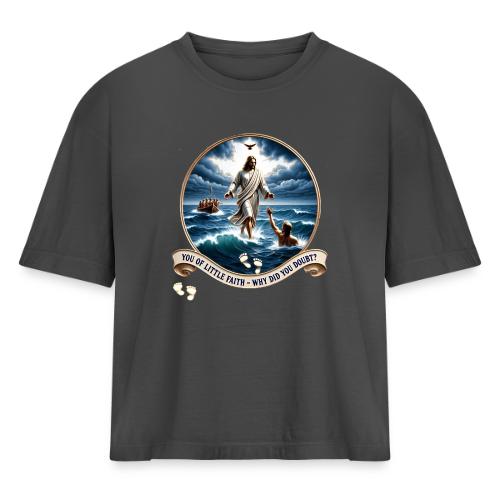 Walking On Water Faith T Shirt, Christian Miracle - Women's Heavyweight Cropped T-Shirt