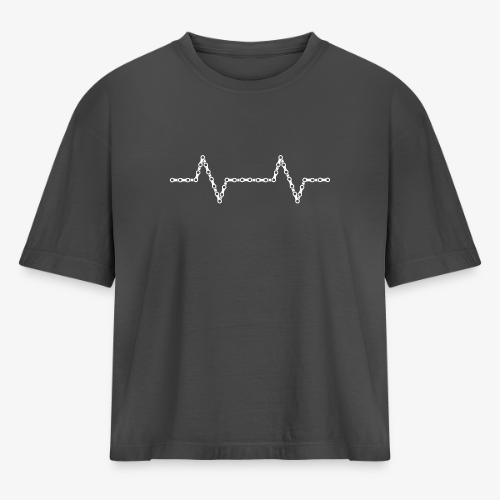 Bike Chain Heartbeat - Women's Heavyweight Cropped T-Shirt